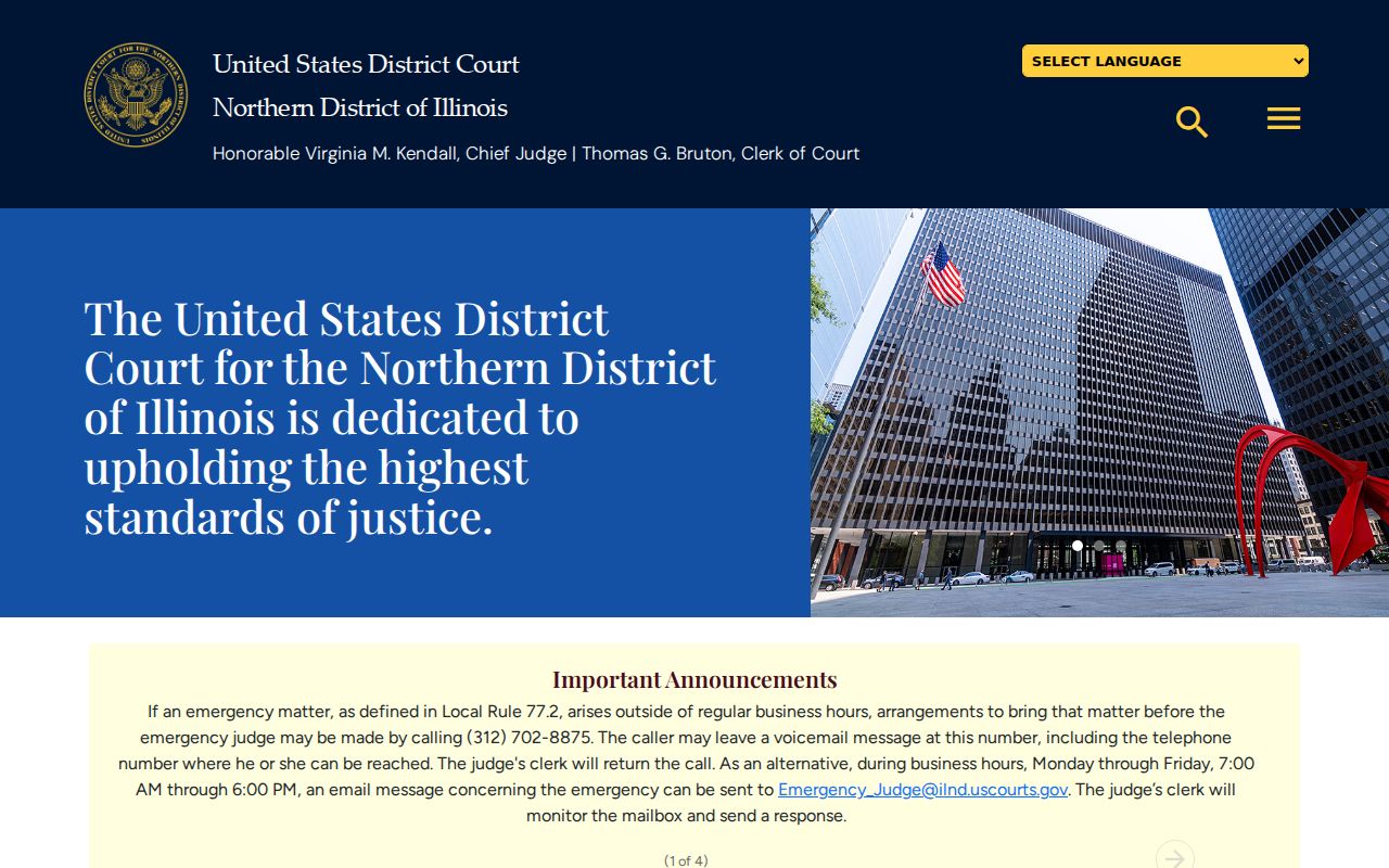 Northern District of Illinois federal court website for cases outside Will County Circuit Court