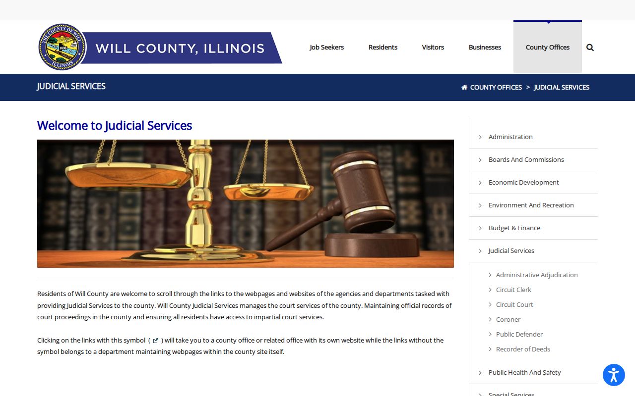 Will County criminal history Adult Probation office page