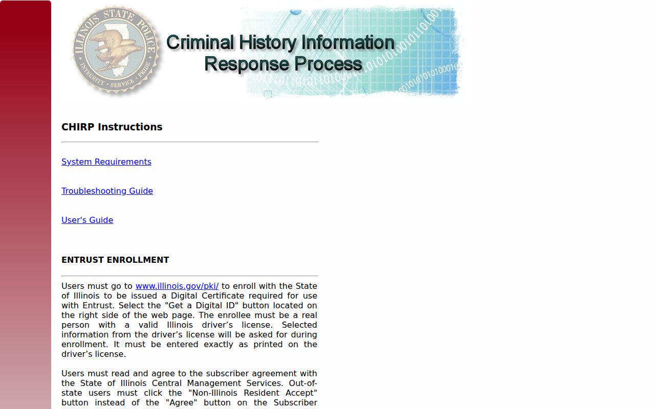 Will County criminal history CHIRP authentication portal